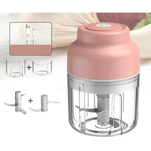 Draadloze USB Opladen Knoflook Machine Baby Food Supplement Machine  Stijl: Kopjes gehakte knoflook + gehakt (Roze)