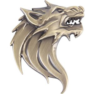 Wolf hoofd vorm glanzende metalen auto gratis Sticker(Gold)