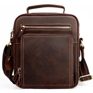 6050 Crazy Horse Texture Genuine Leather Crossbody Bag for Men(Coffee)