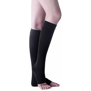 Unisex medische vormgeving elastische sokken secundaire buis decompressie medische spataderen  maat: M (zwarte kleur-open teen)