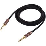 EMK 6.35 mm male naar Male 4 sectie vergulde plug katoen gevlochten audio kabel voor gitaarversterker mixer  lengte: 2m (zwart)