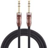 EMK 6.35 mm male naar Male 4 sectie vergulde plug katoen gevlochten audio kabel voor gitaarversterker mixer  lengte: 2m (zwart)