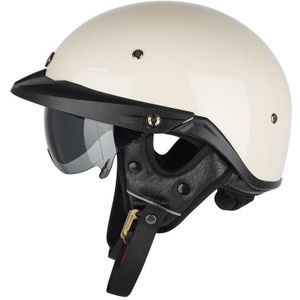 SOMAN Motor Halve Helm Verstelbare Helm Met Binnenspiegel  Maat: S (Wit)