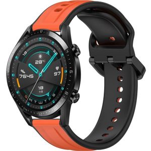 Voor Huawei GT2 46 mm 22 mm bolle lus tweekleurige siliconen horlogeband (oranje + zwart)
