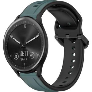 Voor Garmin Vivomove Sport 20 mm bolle lus tweekleurige siliconen horlogeband (olijfgroen + zwart)