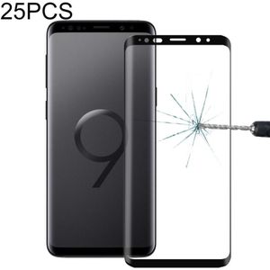 25 stuks voor Galaxy S9 plus 0.33 mm 9H oppervlaktehardheid 3D gebogen rand anti-kras Full Screen HD volledige lijm glas screen protector (zwart)