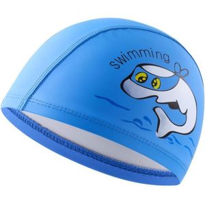 Kinderen Zwemmen Cap PU afgedrukt schattige dolfijn patroon elastische badmuts (Donkerblauw)