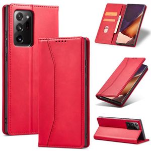 Voor Samsung Galaxy Note20 Ultra Skin-Feel Calfskin Texture Magnetische Dual-Fold Horizontale Flip Lederen Case Met Houder & Card Slots & Portemonnee
