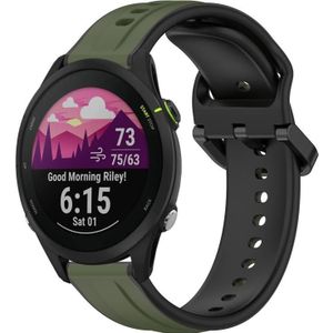 Voor Garmin Forerunner 255 Music 22 mm bolle lus tweekleurige siliconen horlogeband (donkergroen + zwart)