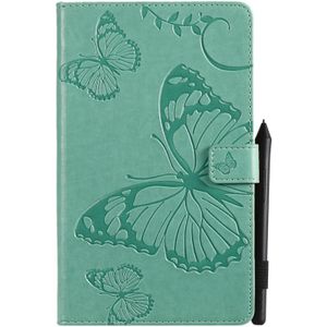 Voor Galaxy tab A 8 0 (2019) gedrukt afdrukken Butterfly patroon horizontale Flip PU lederen draagtas met houder & kaartsleuven & portemonnee & pen sleuf (groen)