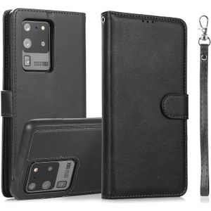 For Samsung Galaxy S20 Ultra Calf Texture 2 in 1 Detachable Magnetic Back Cover Horizontal Flip Leather Case with Holder & Card Slots & Wallet & Photo Frame(Black)