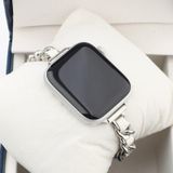 Kleine taille roestvrijstalen band horlogeband voor Apple Watch Series 6 & SE & 5 & 4 44mm / 3 & 2 & 1 42mm (Silver White)