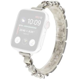 Kleine taille roestvrijstalen band horlogeband voor Apple Watch Series 6 & SE & 5 & 4 44mm / 3 & 2 & 1 42mm (Silver White)