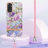 Voor Xiaomi Redmi Note 11s/Redmi Note 11 4G 6.43inch Global Flowers Series TPU -telefoonhoesje met lanyard (paarse pioen)