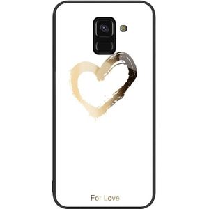 For Samsung Galaxy A8+ 2018 Colorful Painted Glass Phone Case(Golden Love)