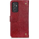 Voor Samsung Galaxy A82 5G koper gesp Nappa textuur horizontale flip lederen geval met houder en kaart slots &portemonnee (wijn rood)