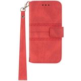 Voor Motorola Moto G Stylus 5G 2023 Relif Strepen Skin Feel Leather Phone Case(Rood)