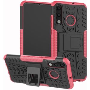 Band textuur TPU + PC schokbestendig telefoon geval voor Huawei P30 Lite/Nova 4e  met houder (roze)