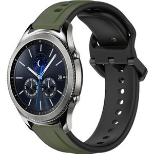 Voor Samsung Gear S3 Classic 22 mm bolle lus tweekleurige siliconen horlogeband (donkergroen + zwart)