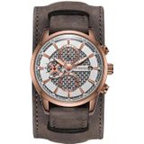 Ochstin 7231 Multifunctioneel zakelijk lederen polspols waterdicht quartz horloge (rosgoud + donkerbruin)