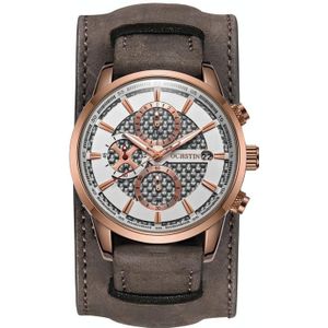 Ochstin 7231 Multifunctioneel zakelijk lederen polspols waterdicht quartz horloge (rosgoud + donkerbruin)