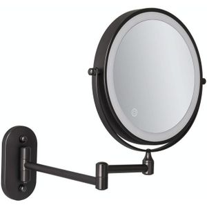 8 inch wandmontage dubbelzijdige make-up spiegel led drie-tone licht badkamer spiegel kleur: USB opladen zwart (tien keer vergroting)
