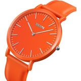 SKMEI 1979 Pure Color Bar Schaal Ronde wijzerplaat Siliconen Strap Paar Quartz Horloge (Oranje Mannelijk)