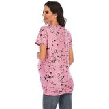 TIME-DYE KORTE MOUWEN T-shirt Plus Size Zwangerschapskleding (Kleur: Roze Maat: L)