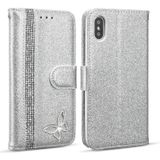 Glitter poeder vlinder lederen telefoonhoesje voor iPhone X