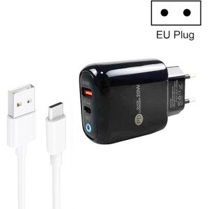 PD04 Type-C + USB-oplader voor mobiele telefoons met USB-naar-Type-C-kabel  EU-stekker