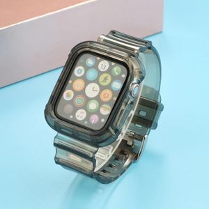 Transparante TPU Gentegreerde vervangende horlogeband voor Apple Watch Series 6 & SE & 5 & 4 40mm / 3 & 2 & 1 38mm(Zwart)
