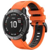 Voor Garmin Fenix 6X Sapphire 26mm tweekleurige sport siliconen horlogeband (oranje + zwart)