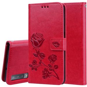 Rose relif horizontale Flip PU lederen case voor Samsung Galaxy A7 (2018)  met houder & kaartsleuven & portemonnee (rood)