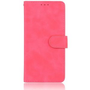 Voor OnePlus 6 Solid Color Skin Feel Magnetic Buckle Horizontale Flip Kalf Texture PU Lederen case met Holder & Card Slots & Wallet(Rose Red)