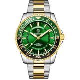 OCHSTIN 7019D multifunctioneel quartz waterdicht lichtgevend stalen herenhorloge (groen + goud)