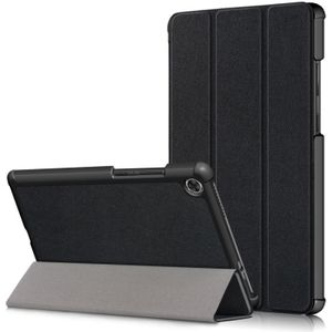 Voor Lenovo tab M8 Custer textuur horizontale Flip Smart TPU lederen draagtas met drie-opvouwbare houder (zwart)