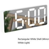 Mirror Bedside Wekker Batterij Plug-In Dual-Purpose LED Klok  Kleur: Rechthoekige Witte Schaal (Spiegel Wit Licht)