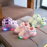 WISDOMFROG Kinderen Light-Up Schoenen Flying Weave Ademende Meisjes En Jongens Zachte Bodem Sneakers  Maat: 26 (Paars)