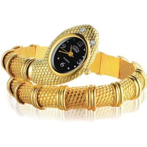 2 PC'S Snake vorm armband Diamonds-plated quartz horloge (goud)