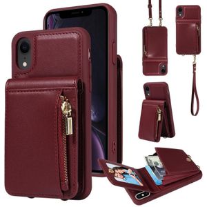 Voor iPhone XR Crossbody Lanyard Rits Portemonnee Lederen Telefoonhoes