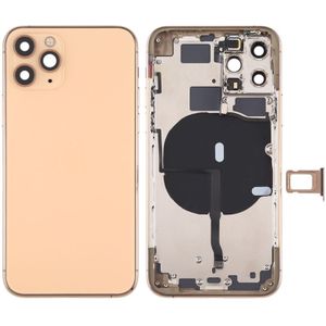 Battery Back Cover (met side keys & Card Tray & Power + Volume Flex Cable & Wireless Charging Module) voor iPhone 11 Pro(Gold)