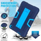 Voor Amazon Kindle Fire 7 2022 Contrast Kleur Kickstand Siliconen Hard PC Tablet Case (Marineblauw)