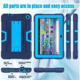 Voor Amazon Kindle Fire 7 2022 Contrast Kleur Kickstand Siliconen Hard PC Tablet Case (Marineblauw)