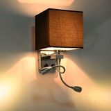 Creatieve minimalistische woonkamer slaapkamer bed lamp Hotel Lees lamp  lampenkap kleur: dubbele buis zwart