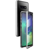 Voor Samsung Galaxy S10+ Magnetic Metal Frame Dubbelzijdige Tempered Glass Case (Zilver)