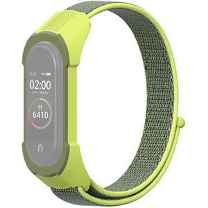 Voor Xiaomi Mi Band 5 / 4 / 3 nylon vervangende band watchband (Geel+grasgroen)