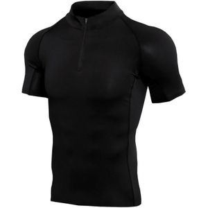 Heren korte mouw  sneldrogende gymkleding  fitnesskleding met ritssluiting  maat: S