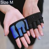 Halve vinger Yoga handschoenen anti-slip sport sportschool Palm Protector  grootte: M  Palm omtrek: 18 cm (blauw)