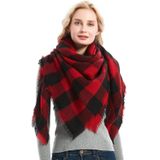 Geruit patroon Herfst & Winter Dames Kasjmier sjaal  maat: 140 x 140cm(Rood Zwart)