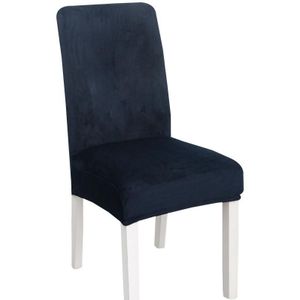 2 stks Simple Soft High Elastic Sixting Fluwelen Semi-interieurstoel Cover Hotel Chair Cover (Navy)